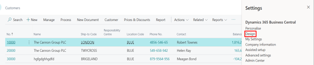 How to do Designing in Business Central? Show any message or blank ...